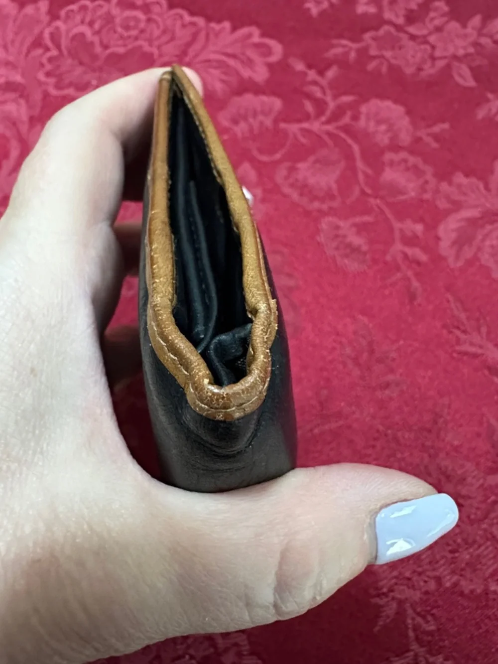 Celine Black & Brown Leather Bifold Compact Wallet W/ Snap - Picture 5 of 11